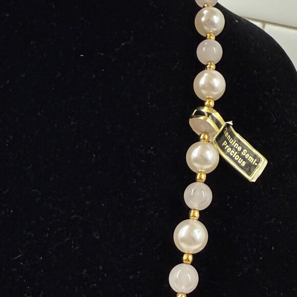 Milky Quartz and Synthetic Pearl Necklace - Picture 5 of 10